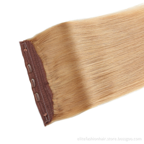 Wholesale Hairpiece Natural Real Hair Extensions Wire Hair Extensions with Invisible Line sillky Straight Halo Hair Extensions